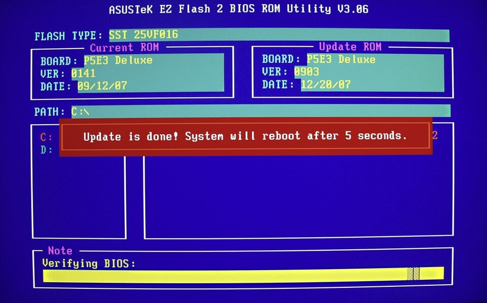 Bios-Update erfolgreich durchgeführt.