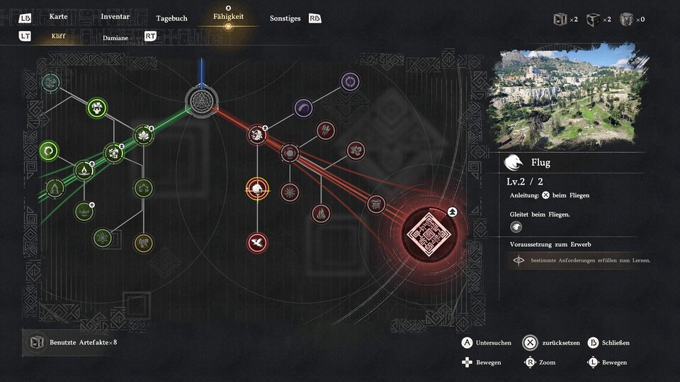 Die Flug-Skills findet ihr in Crimson Desert im roten Bereich des Skillbaums.