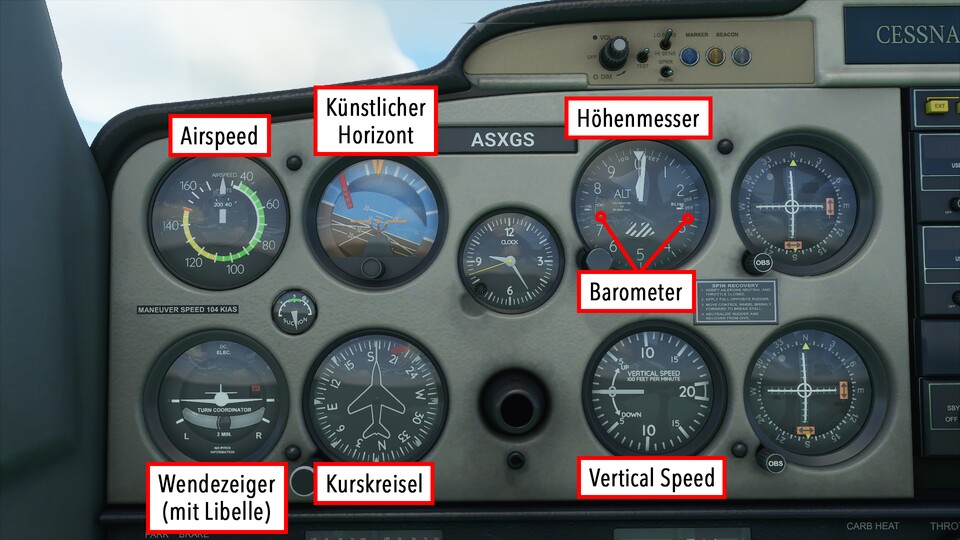 Die »Standard Six« im analogen Cockpit.
