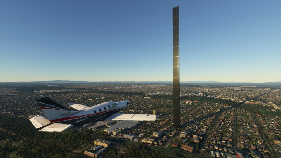 Die riesige &quot;Melbourne Citadel&quot; im Flight Simulator lässt die Community verwundert zurück.