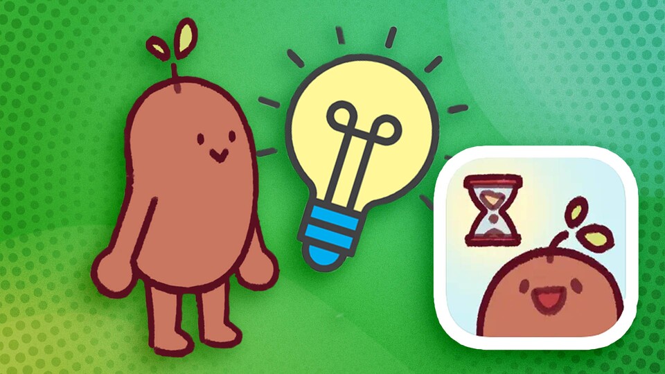 In the Focus Friend app, a small cartoon bean helps you concentrate. (Image source: Focus Friend)