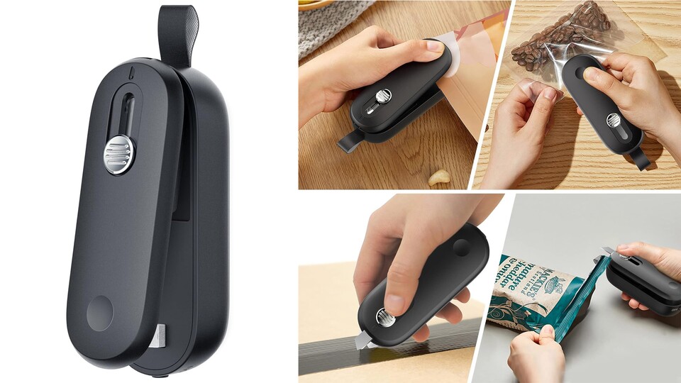 Klein und handlich: So ein Folienschweißgerät verschließt alles wieder komplett luftdicht – und dieses Modell hat sogar einen Cutter für sauberes Öffnen!
