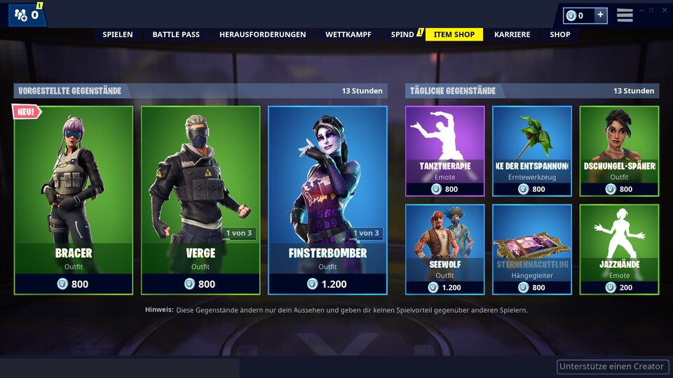 Wer die besten Skins von Fortnite haben will, sollte mal einen Blick in den Item Shop werfen. So sehen die Angebote am 15. Mai 2019 aus.