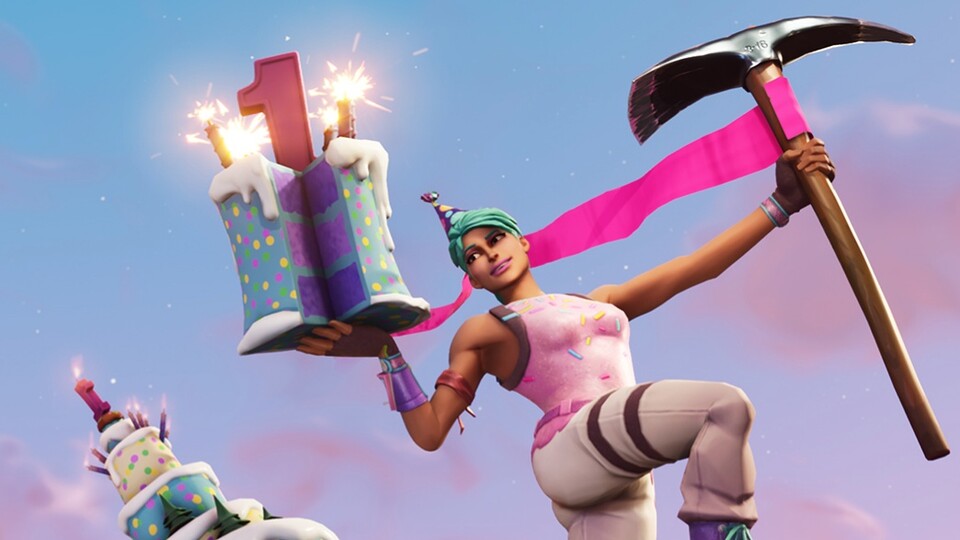 Fortnite feiert einjähriges Jubiläum und bietet seinen Spielern deshalb Geburtstagskuchen an.