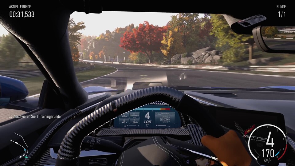 Das Intro-Rennen führt uns in der Corvette E-Ray auf die bekannte Forza-Strecke Maple Valley.