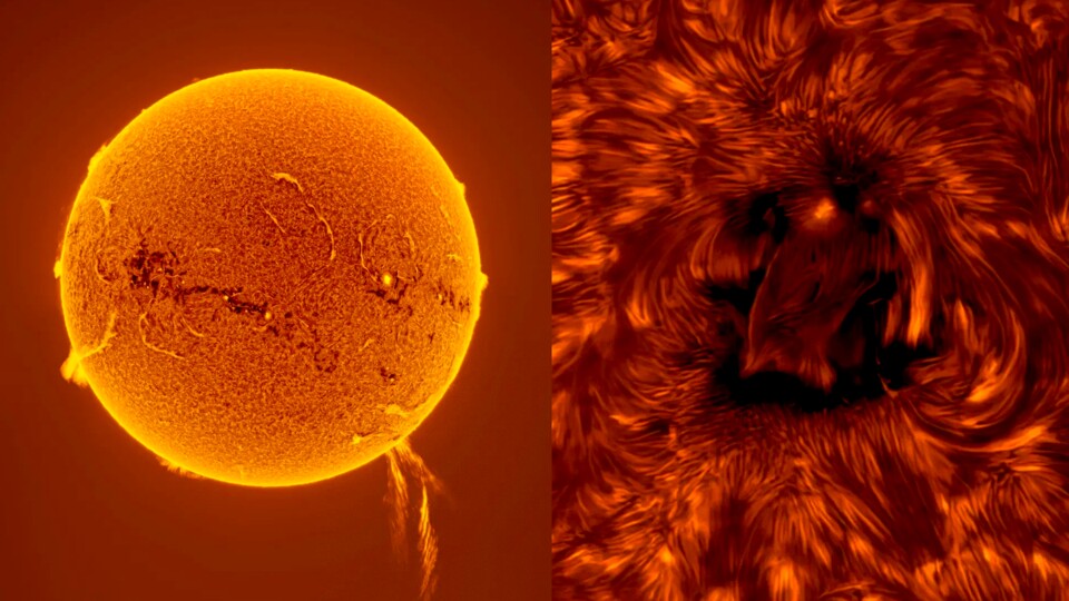 Die Sonne, links relativ weit weg, rechts sehr nah dran. Bildquelle: PengFei Chou (links) und James Sinclair (rechts)