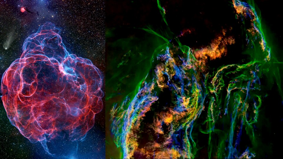 Links sehen wir den Spaghetti-Nebel, Überrest einer Supernova. rechts den Nebel NGC 6960.
Bildquelle Shaoyu Zhang (links) und Zixiong Jin (rechts)