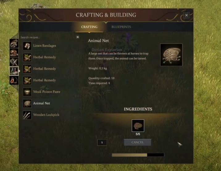 Unterwegs könnt ihr immer ein Tiernetz craften