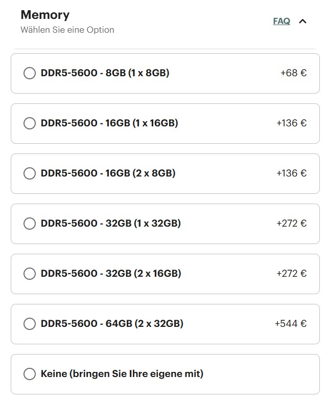 An diese Preise für RAM werden sich Verbraucher 2026 gewöhnen müssen. (Quelle: Framework)