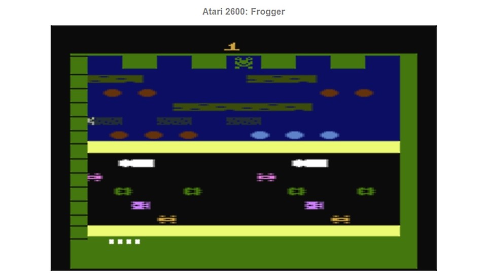 So sieht Frogger im JSMESS-Emulator bei The Internet Archive aus (Version für das Atari 2600)