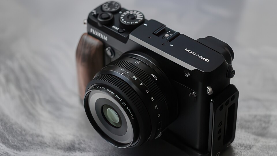 Die Fujifilm GFX 50R ist eine relativ kleine Mittelformatkamera mit Wechselobjektiven. Die Fujifilm GFX100RF könnte ähnlich aussehen. (Bildquelle: Fujifilm)