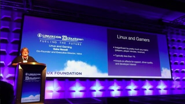 Gabe Newell auf der Linuxcon 2013: »Linux ist die Zukunft für PC-Spieler« (Bild: Linux Foundation).