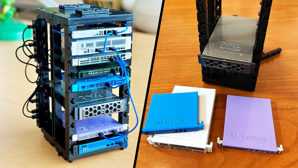 A festival for server admins: the small, assembled network rack. (Image: Karl Baron, Whoolalareddit)