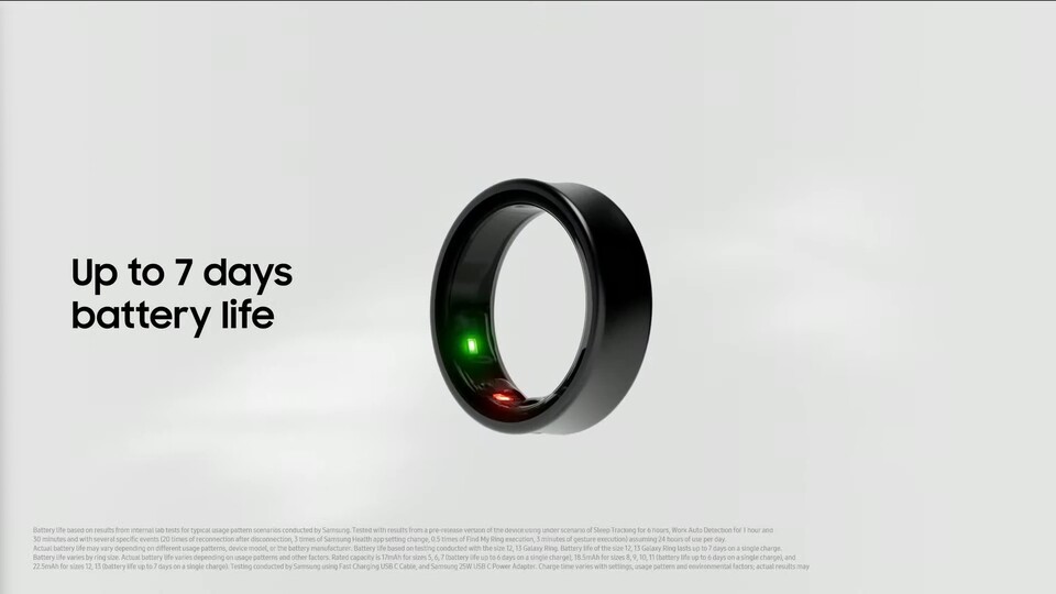 Bis zu sieben Tage soll der Galaxy Ring durchhalten.