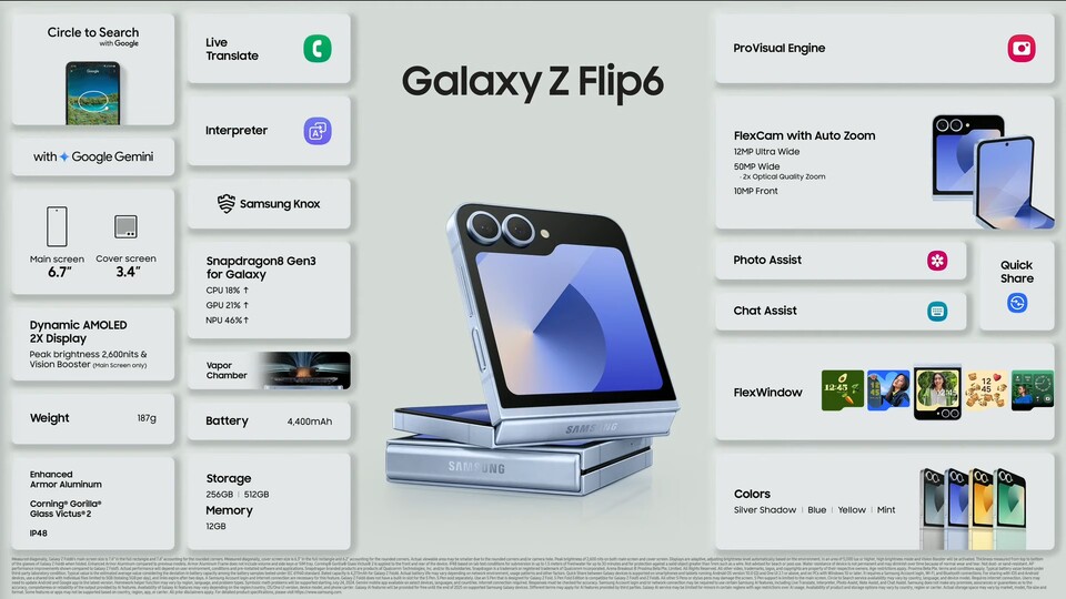 Das Galaxy Z Flip6 in der Übersicht.