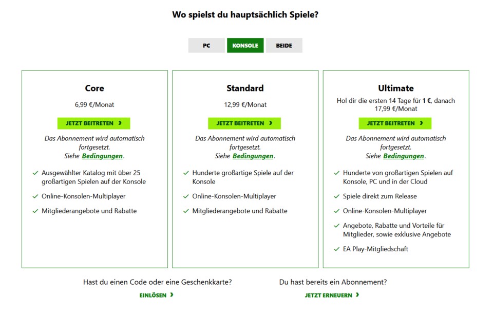Seit September 2024 ist Game Pass Standard nun verfügbar und ersetzt endgültig Game Pass für Konsole. Bild: Screenshot von xbox.com.
