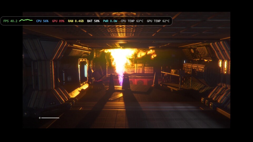 Alien: Isolation läuft auch bei vielen Effekten und Partikeln mit einer flüssigen Framerate. (Bildquelle: Aaron Hofmann GameStar Tech)