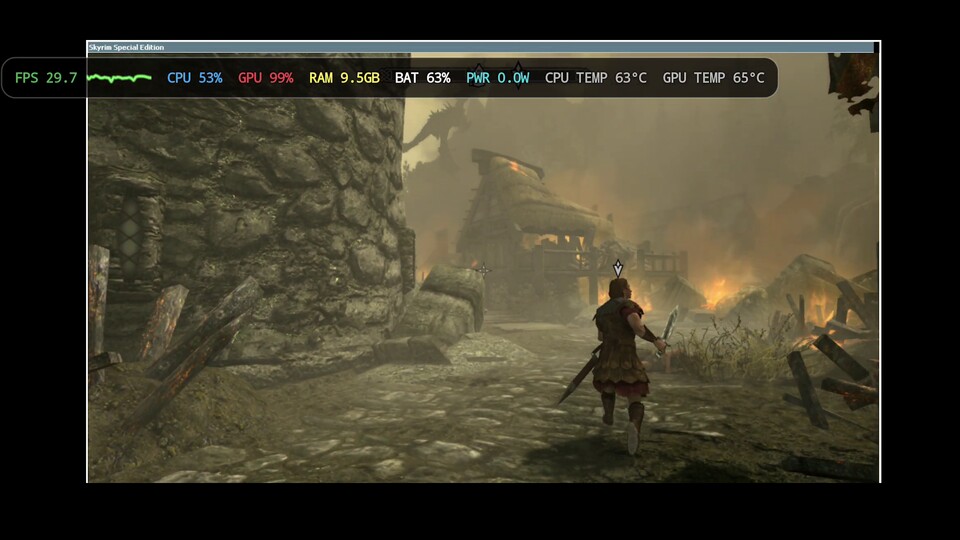 Bei Skyrim bleibe ich zwar meistens bei 30 FPS, habe dadurch aber eine konstante Qualität. (Bildquelle: Aaron Hofmann GameStar Tech)
