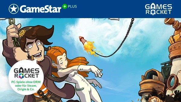 Zum Start von GameStar Plus gibt's im Juni 2014 das hochkarätige Adventure Deponia vom deutschen Spiele-Shop Gamesrocket.de.
