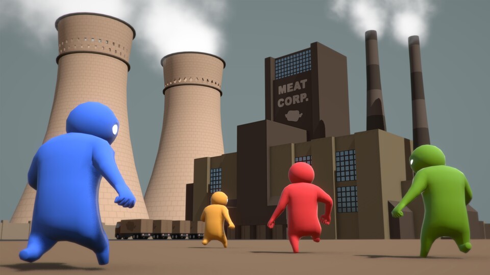 Gang Beasts ist ein Prügelspiel für bis zu acht Spieler an einem PC - und setzt auf witzige, überzeichnete Gewalt und Ragdoll-Physik.