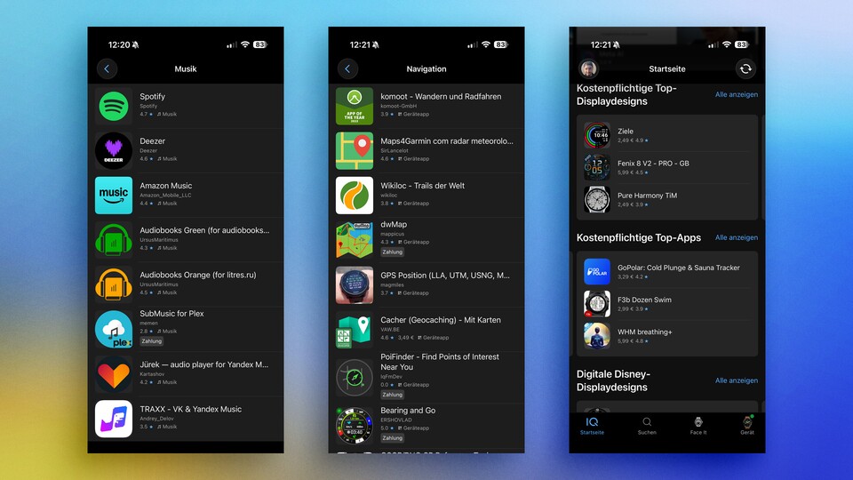 Mit der Connect-IQ-App könnt ihr entweder ein eigenes Zifferblatt erstellen (Face it) oder welche aus der Community herunterladen.