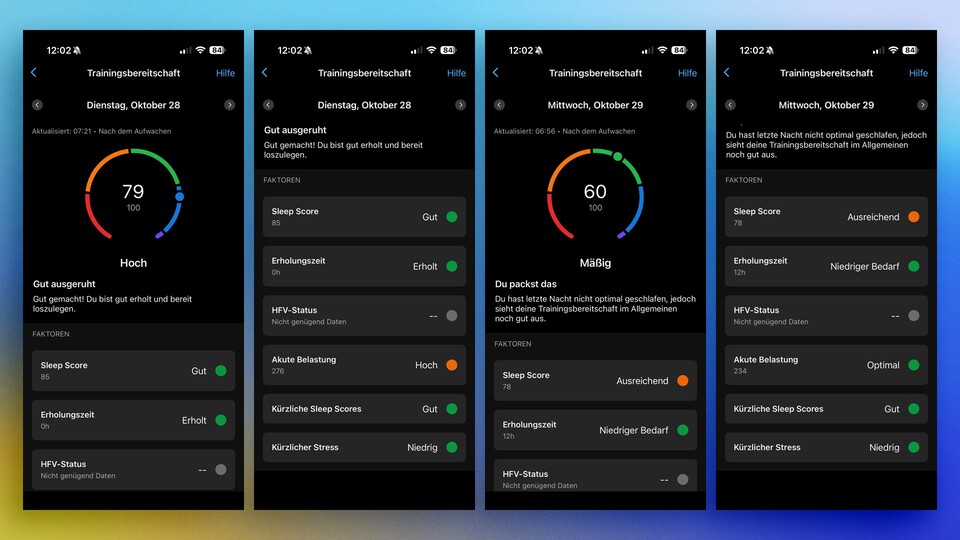Die Trainingsbereitschaft steht gewissermaßen im Einklang mit der Body-Battery-Funktion. Hier gibt es eine detaillierte Empfehlung sowie Informationen darüber, wie sie zustande kommt.