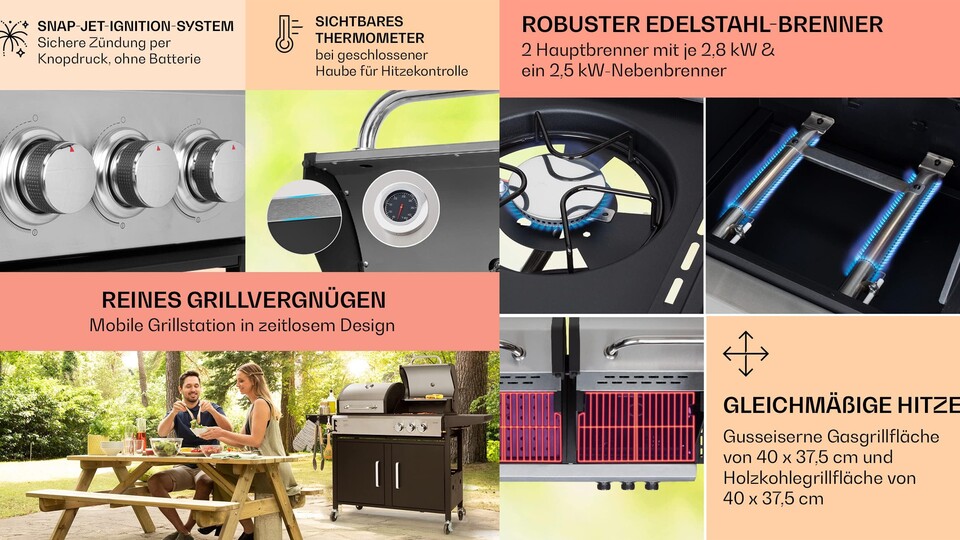 Gas, Kohle und ein Kochfeld: Mit diesem Grill habt ihr eine echte Outdoorküche!