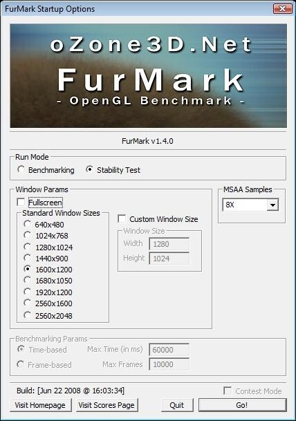 Der Furmark eignet sich wegen seiner kontinuierlich hohen Auslastung der GPU sehr gut als Stabilitätstest.