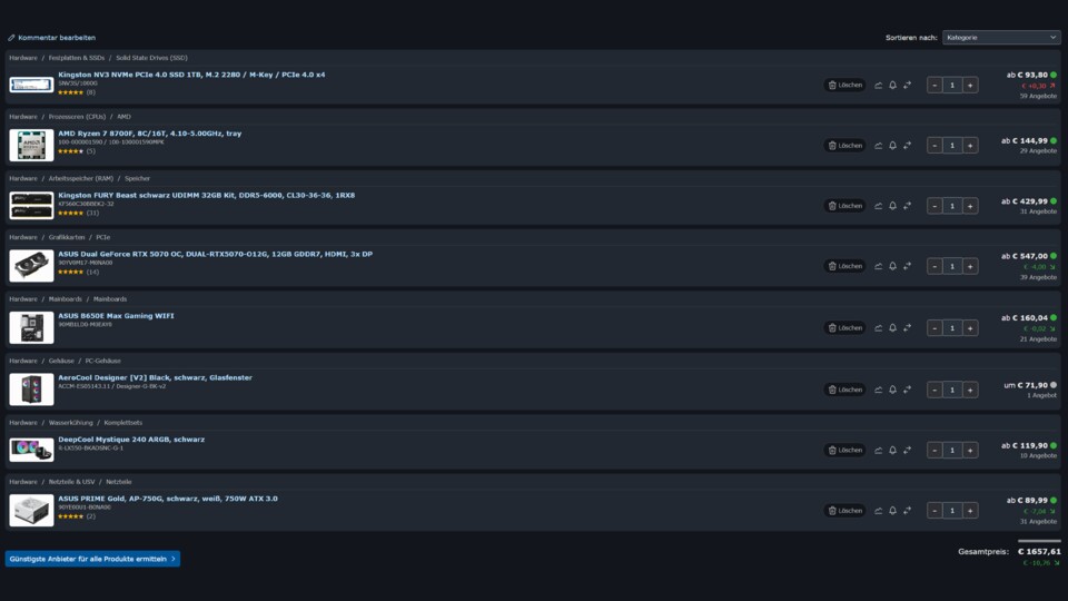 (Quelle: Geizhals.de vom 11.12.25 ca. 13:20 Uhr - Mangels Listung wurde ein vergleichbares Gehäuse gewählt)