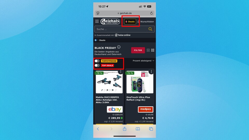 Das Preisvergleichsportal »Geizhals« bietet gute Filter, um die besten Deals zu finden.