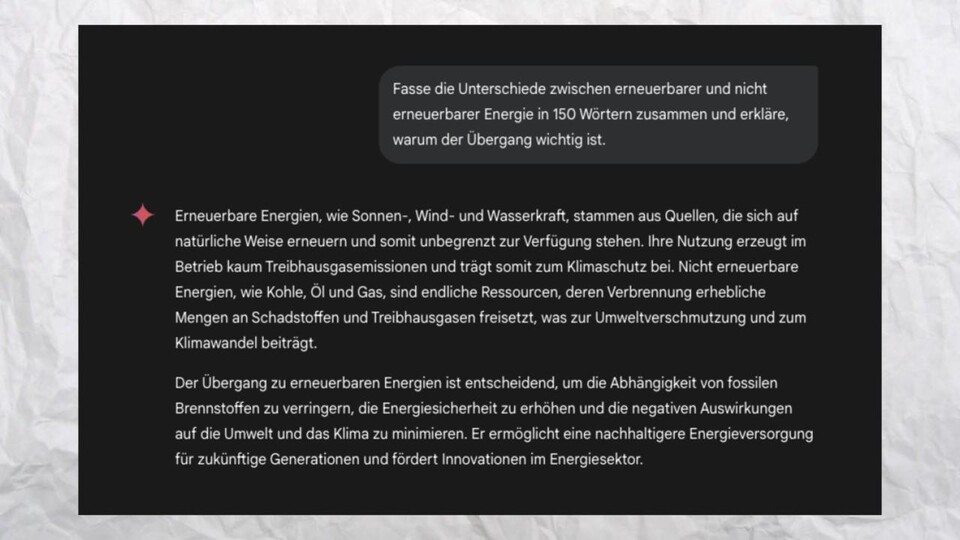 Google Gemini: Hier kann ich die gegebene Antwort mit einer Google-Suche gegenprüfen und mir direkt Quellen geben lassen.