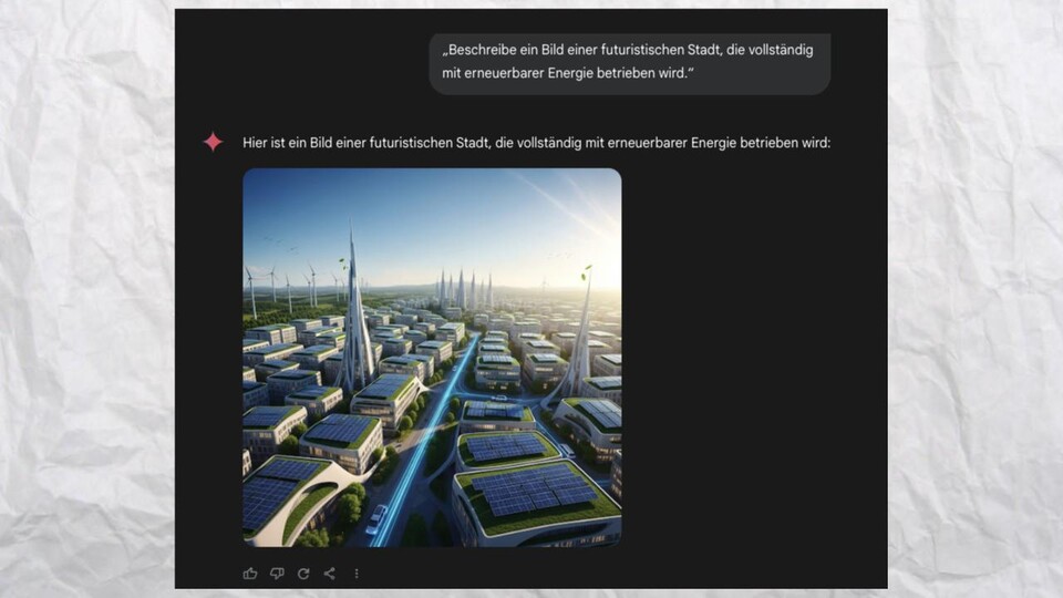 Geminis Bildvorschlag ist futuristisch und aus der Vogelperspektive.
