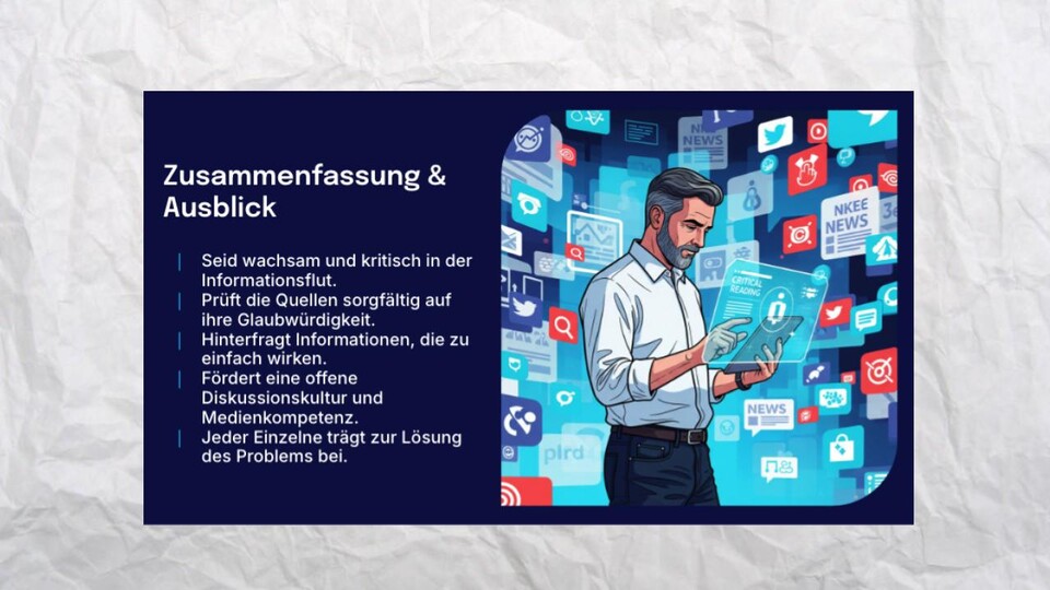 Gemini hat diese Slide aus den vorhandenen Informationen, die ich dem Tool gab komplett selbst erstellt. Schrift und Format stimmt, kleinere Fehler musste ich dennoch korrigieren.