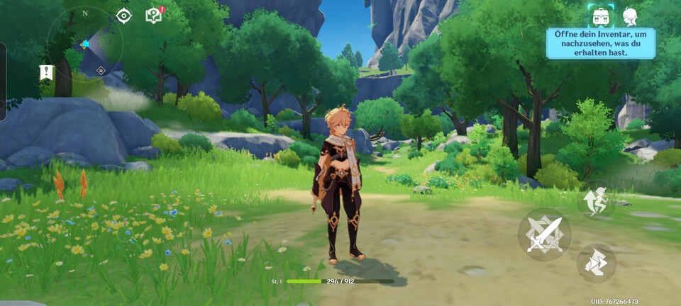 Genshin Impact könnt ihr auf dem Nothing Phone 4a bestens spielen. Lediglich der erste Spielstart dauert aufgrund der Shader-Kompilierung ziemlich lange. Hier sind leistungsfähigere Smartphones im Vorteil. (Bildquelle: GameStar Tech)