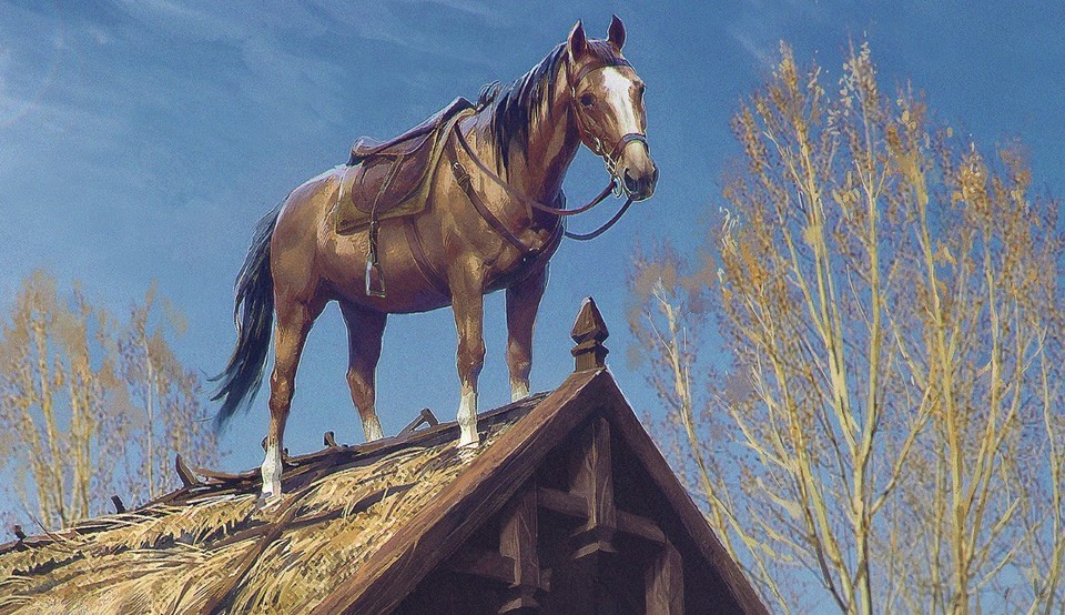 In den The-Witcher-Romanen verstaut Geralt sein Silberschwert in den Satteltaschen seines Pferds Plötze.