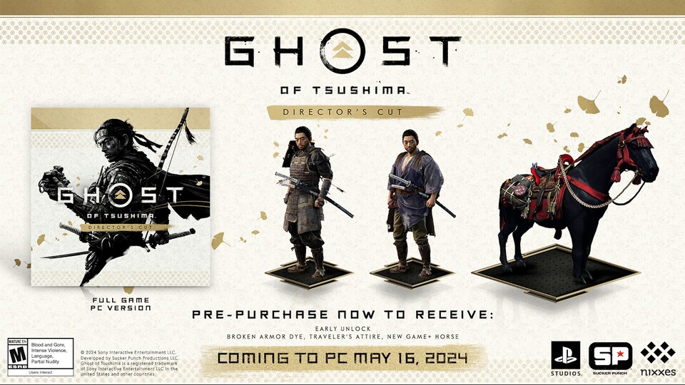 Eine Vorschau auf die Vorbestellboni der PC-Version von Ghost of Tsushima.