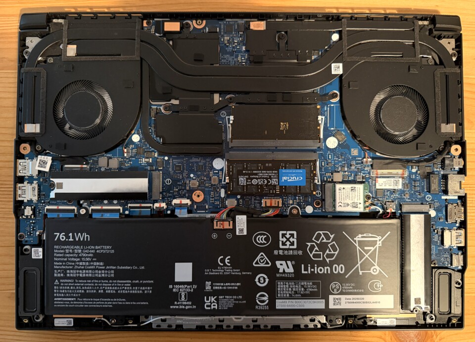 Im Aero X16 sind gleich zwei 1-TB-SSDs eingebaut.