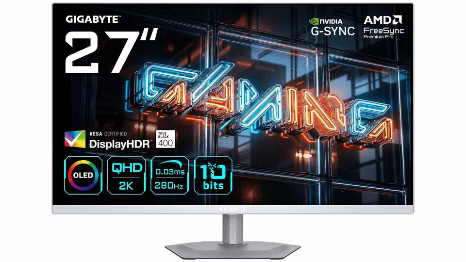 Das OLED-Panel sorgt beim Gigabyte MO27Q2A ICE für tiefe Schwarzwerte, satte Farben und starke Kontraste.