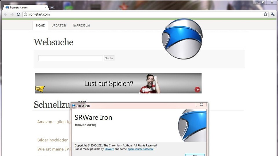 Die auf Chrome basierende Alternative namens Iron übermittelt keine Daten an Google.