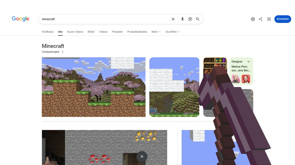 Das Minecraft-Easteregg von Google.