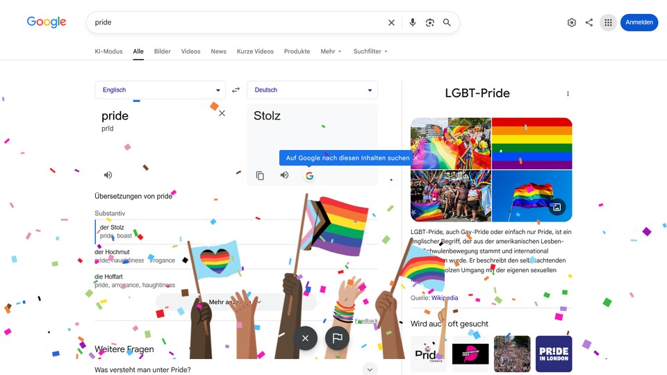 Google positioniert sich zum LGBTQ+-Pride.