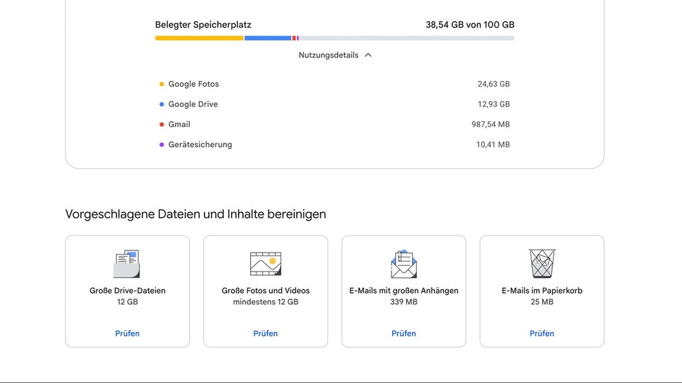Google stellt euch eine gute Übersicht zusammen, besonders für Dateien in Google Drive. (Bildquelle: Patrick S., GameStar)