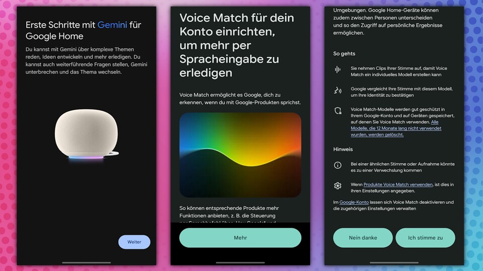 Für die Einrichtung von Gemini verlangt Google Home ein Voice Match (Erkennung der Stimme) – zumindest, wenn ihr alle Funktionen verwenden wollt. (Bildquelle: GameStar Tech).