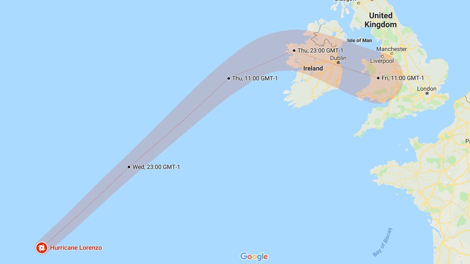 Auch Hurrikans kommen selten in Europa vor, so wie Hurrikan Lorenzo im Jahr 2019. (XVII-L, Reddit)