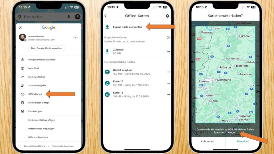 Wenn ihr mal kein Internet habt, könnt ihr euch die Karten vorher herunterladen. So verliert ihr nie die Orientierung.