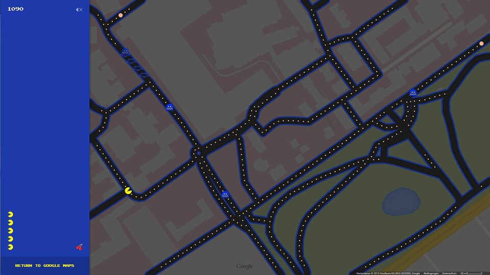 Nur für kurze Zeit: Google Maps vs. Pac Man.