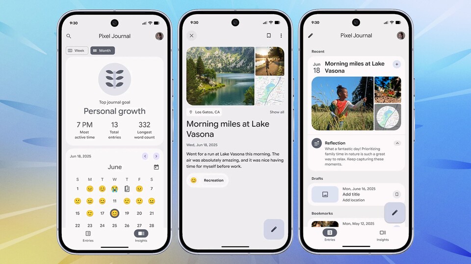 Google Pixel 10 Journal app (Image source: Google)
