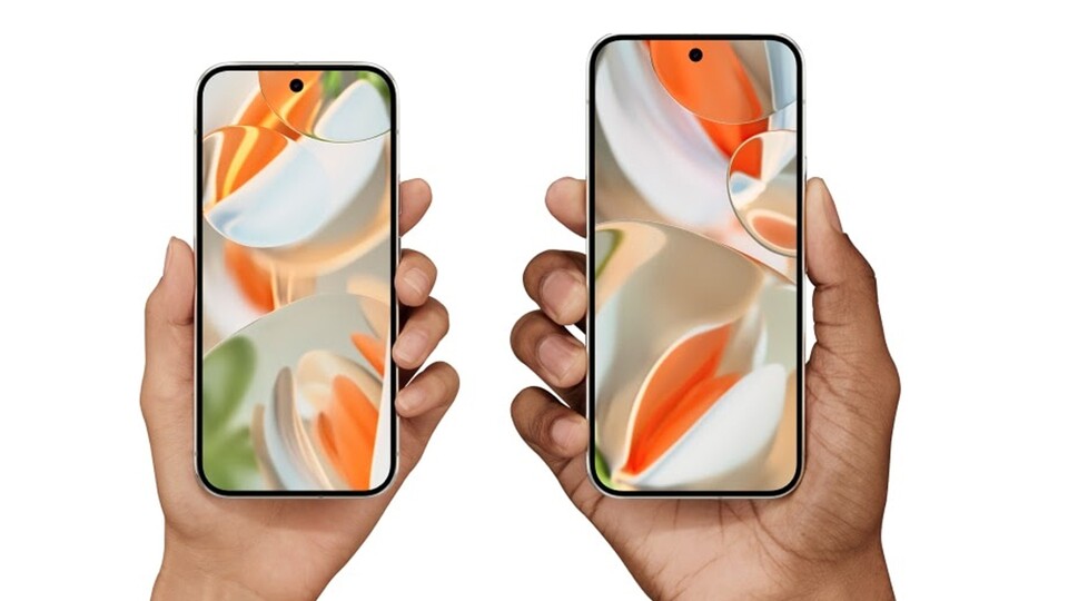Hier seht ihr das Google Pixel 9 Pro und Pro XL im direkten Größenvergleich.