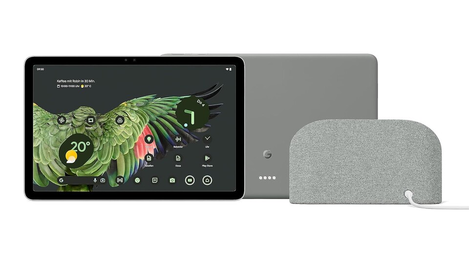 Das Google Pixel Tablet wird inklusive Ladedock geliefert, der eure Ohren mit atmosphärischem Klang umschmeichelt!