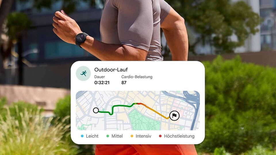 GPS und Fitness: Die Pixel Watch 5 soll dank verbessertem GPS-Routen beim Laufen und Radfahren genauer aufzeichnen und unterstützt euch mit umfangreichen Fitness- und Trainingsdaten.